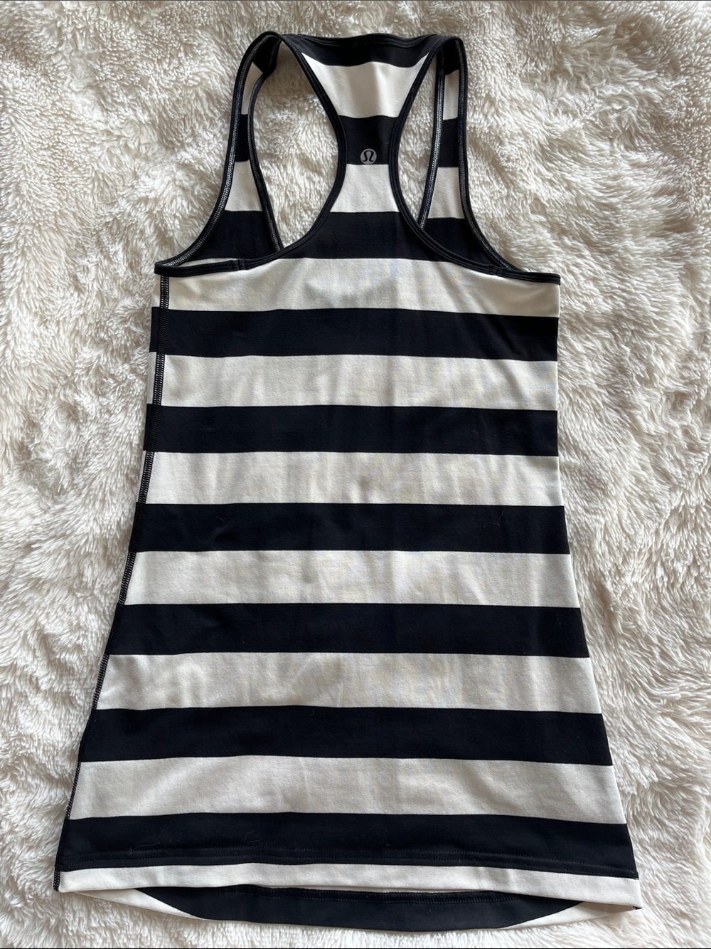 lululemon Black & White Striped Racerback Tank Top Hip Length Size 4